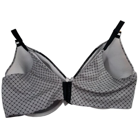 Cacique Lightly Lined Full Coverage Underwire Bra Size 44F Black White Lace - Picture 7 of 10